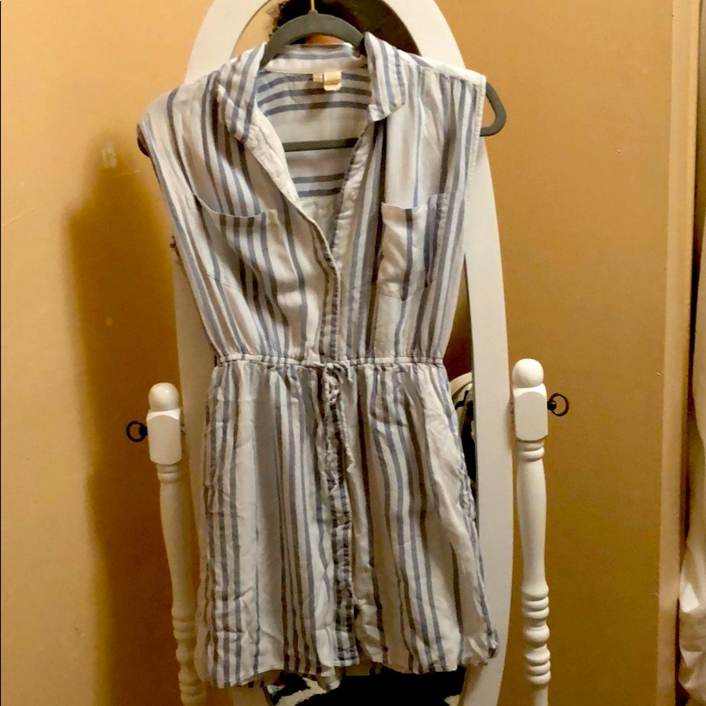 Stripped Button Up Dress